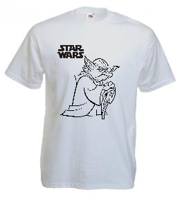 Tricou alb imprimat Yoda SW