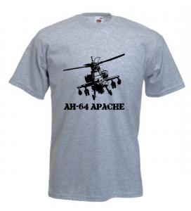 Tricou gri imprimat AH 64 Apache
