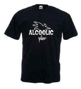 Tricou negru imprimat Alcoolic