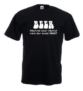 Tricou negru imprimat Beer Help