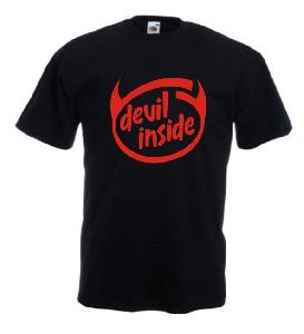 Tricou negru imprimat Devil Inside 2