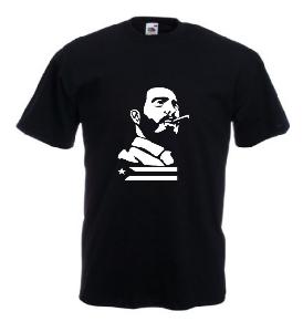 Tricou negru imprimat Fidel