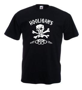 Tricou negru imprimat Hooligans