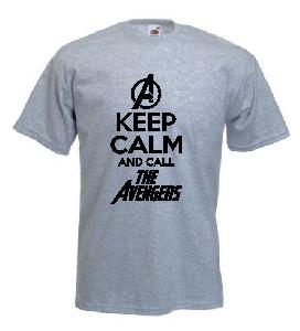 Tricou negru imprimat Keep Avengers