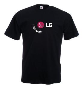 Tricou negru, imprimat LG Sad alb