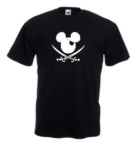 Tricou negru imprimat Mickey Pirat