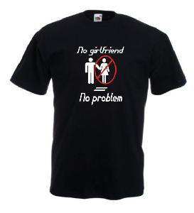 Tricou negru imprimat No girlfriend
