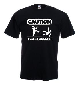 Tricou negru imprimat Sparta