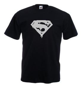 Tricou negru imprimat Superman Melt