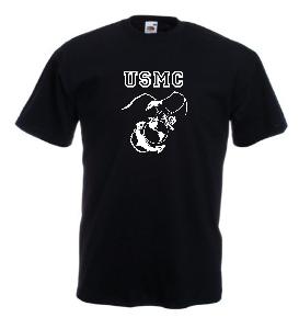 Tricou negru imprimat USMC