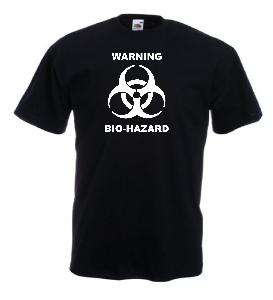 Tricou negru imprimat Warning Bio Hazard