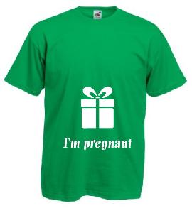 Tricou verde gravida, imprimat I'm Pregnant