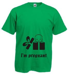 Tricou verde gravide, imprimat I'm Pregnant 2